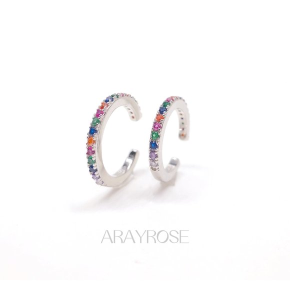 New Rainbow Conch Cuff, Ear Cuff No Piercing, Gold Ear Wrap, 18k Gold 925 Silver - Picture 6 of 10